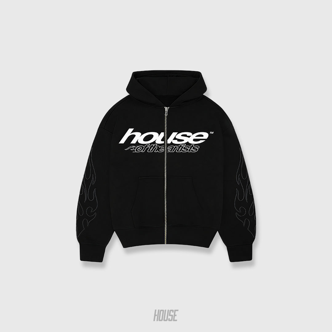 ZIP HOODIE HOUSE BLACK