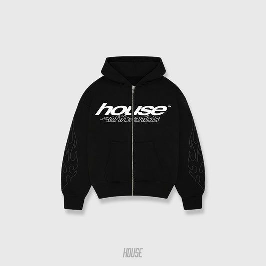 ZIP HOODIE HOUSE BLACK