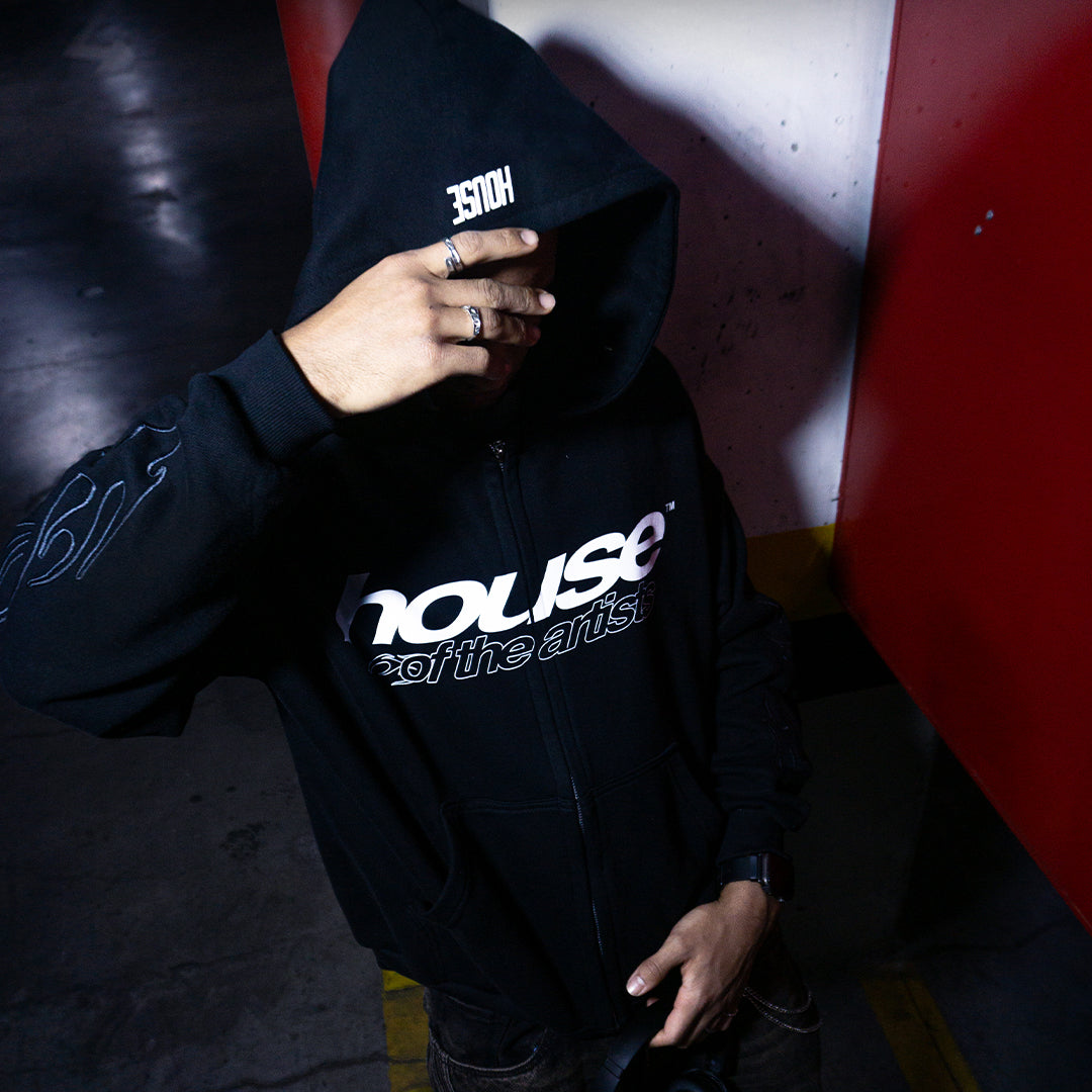 ZIP HOODIE HOUSE BLACK