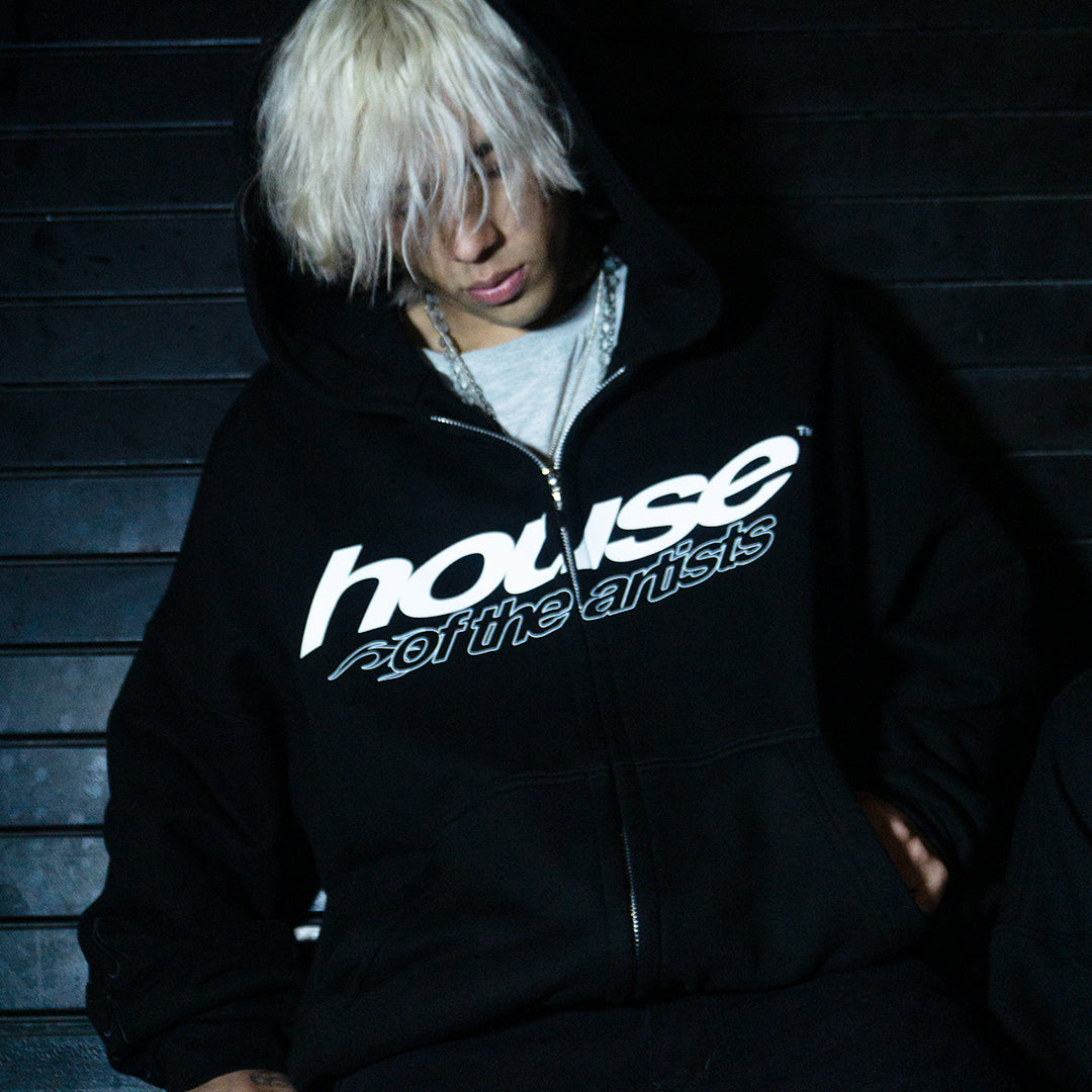 ZIP HOODIE HOUSE BLACK