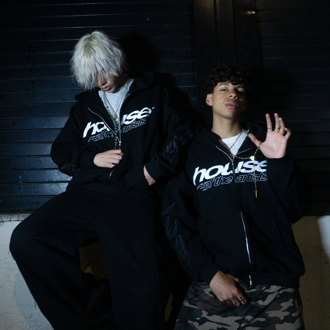 ZIP HOODIE HOUSE BLACK